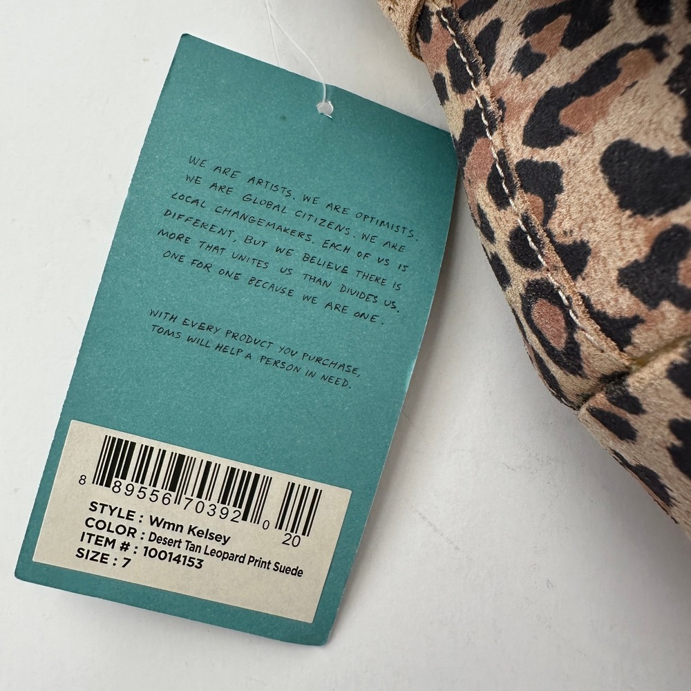 Toms Women's Kelsey desert tan leopard print suede wedge ankle boots size 7 NWT - Picture 4 of 7